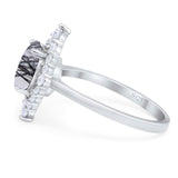 Vintage Style Round Natural Stone Halo Ring