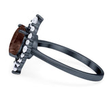 Vintage Style Round Natural Stone Halo Ring