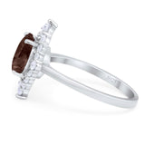 Vintage Style Round Natural Stone Halo Ring