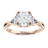 14K Gold IGI Certified Round 3 Carat Lab Grown Diamond Trio Ring