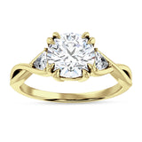 14K Gold IGI Certified Round 1 Carat Lab Grown Diamond Trio Ring