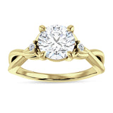 18K Gold IGI Certified Round 2 Carat Lab Grown Diamond Twisted Trio Ring