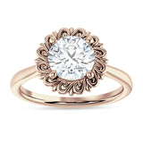 10K Gold IGI Certified Round 2 Carat Lab Grown Diamond Floral Solitaire Ring