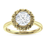 10K Gold IGI Certified Round 3 Carat Lab Grown Diamond Floral Solitaire Ring