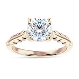 18K Gold IGI Certified Round 3 Carat Lab Grown Diamond Leaf Solitaire Ring