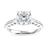 18K Gold IGI Certified Round 3 Carat Lab Grown Diamond Leaf Solitaire Ring