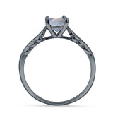 Art Deco Round Natural Stone Solitaire Ring