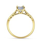 Art Deco Round Natural Stone Solitaire Ring