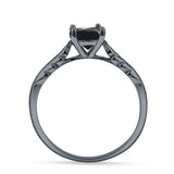 Art Deco Round Natural Stone Solitaire Ring