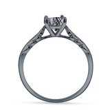 Art Deco Round Natural Stone Solitaire Ring