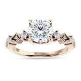 14K Gold IGI Certified Round 2 Carat Lab Grown Diamond Cluster Beaded Ring