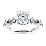 14K Gold IGI Certified Round 2 Carat Lab Grown Diamond Cluster Beaded Ring