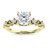 10K Gold IGI Certified Round 2 Carat Lab Grown Diamond Cluster Beaded Ring