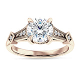 18K Gold IGI Certified Round 3 Carat Lab Grown Diamond Art Deco Beaded Ring