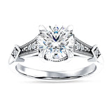 18K Gold IGI Certified Round 2 Carat Lab Grown Diamond Art Deco Beaded Ring