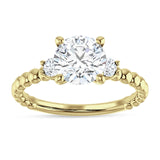 18K Gold IGI Certified Round 3 Carat Lab Grown Diamond Three Stone Trio Ring