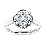IGI Certified Round 1 Carat Lab Grown Diamond Art Deco Floral Ring