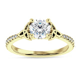 10K Gold IGI Certified Round 2 Carat Lab Grown Diamond Art Deco Trinity Cluster Ring