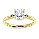 14K Gold IGI Certified Round 2 Carat Lab Grown Diamond Hidden Halo Art Deco Trio Ring