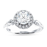 10K Gold IGI Certified Round 1 Carat Lab Grown Diamond Art Deco Twisted Halo Ring