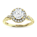 IGI Certified Round 1 Carat Lab Grown Diamond Art Deco Twisted Halo Ring