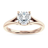 10K Gold IGI Certified Round 1 Carat Lab Grown Diamond Split Shank Hidden Halo Baguette Ring