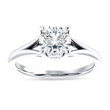 18K Gold IGI Certified Round 3 Carat Lab Grown Diamond Split Shank Hidden Halo Baguette Ring