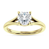 18K Gold IGI Certified Round 3 Carat Lab Grown Diamond Split Shank Hidden Halo Baguette Ring