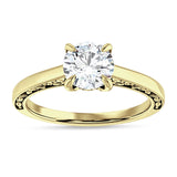10K Gold IGI Certified Round 3 Carat Lab Grown Diamond Flower Leaf Solitaire Ring