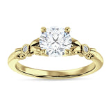 10K Gold IGI Certified Round 3 Carat Lab Grown Diamond Art Deco Filigree Ring