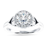 10K Gold IGI Certified Round 1 Carat Lab Grown Diamond Art Deco Heart Halo Ring