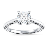 14K Gold IGI Certified Round 1 Carat Lab Grown Diamond Art Deco Filigree Solitaire Ring