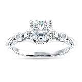 18K Gold IGI Certified Round 3 Carat Lab Grown Diamond Art Deco Split Shank Beaded Ring