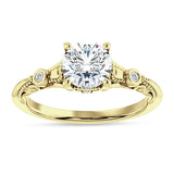 IGI Certified Round 2 Carat Lab Grown Diamond Art Deco Split Shank Beaded Ring