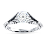 IGI Certified Round 1 Carat Lab Grown Diamond Art Deco Split Shank Solitaire Ring