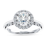 IGI Certified Round 2 Carat Lab Grown Diamond Art Deco Halo Filigree Ring