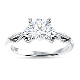 10K Gold IGI Certified Round 1 Carat Lab Grown Diamond Art Deco Beaded Filigree Solitaire Ring