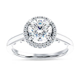 18K Gold IGI Certified Round 2 Carat Lab Grown Diamond Art Deco Filigree Cluster Halo Ring