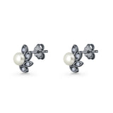 Pearl Leaf Stud Earrings