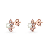 Pearl Leaf Stud Earrings