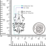 Octopus 30mm Charm Pendant Filigree Oxidized 925 Sterling Silver