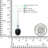 Oval Black Onyx Solitaire Pendant Necklace