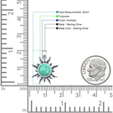 Round Turquoise Sun Pendant Necklace