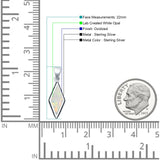 Diamond Shape Lab Opal Oxidized Pendant Necklace