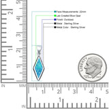 Diamond Shape Lab Opal Oxidized Pendant Necklace