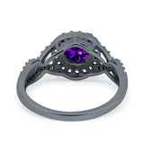 Round Halo Cubic Zirconia Infinity Twisted Ring 925 Sterling Silver