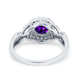 Round Halo Cubic Zirconia Infinity Twisted Ring 925 Sterling Silver