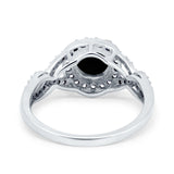 Round Halo Cubic Zirconia Infinity Twisted Ring 925 Sterling Silver