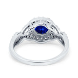 Round Halo Cubic Zirconia Infinity Twisted Ring 925 Sterling Silver