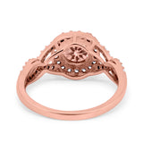 Round Halo Cubic Zirconia Infinity Twisted Ring 925 Sterling Silver